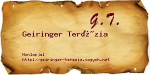 Geiringer Terézia névjegykártya